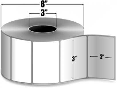 ETIQUETA DE PAPEL ESTÁNDAR , BLANCO BRILLANTE, TÉRMICA DIRECTA, MODELO Z-PERFORM 2000D, CON ADHESIVO ACRÍLICO, EN MEDIDA 3"X2" (7.62X5.08cm), RESISTE UN AMPLIO RANGO DE TEMPERATURAS MÍNIMAS