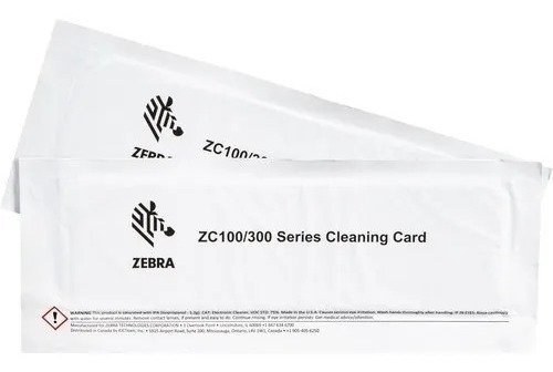 KIT DE LIMPIEZA PARA IMPRESORAS DE TARJETAS, MODELO ZC100/300, PAQUETE CON 4 TARJETAS, MARCA ZEBRA.