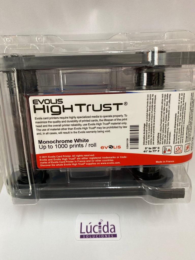RIBBON EVOLIS MONOCROMATICO BLANCO 1000 IMPRESIONES