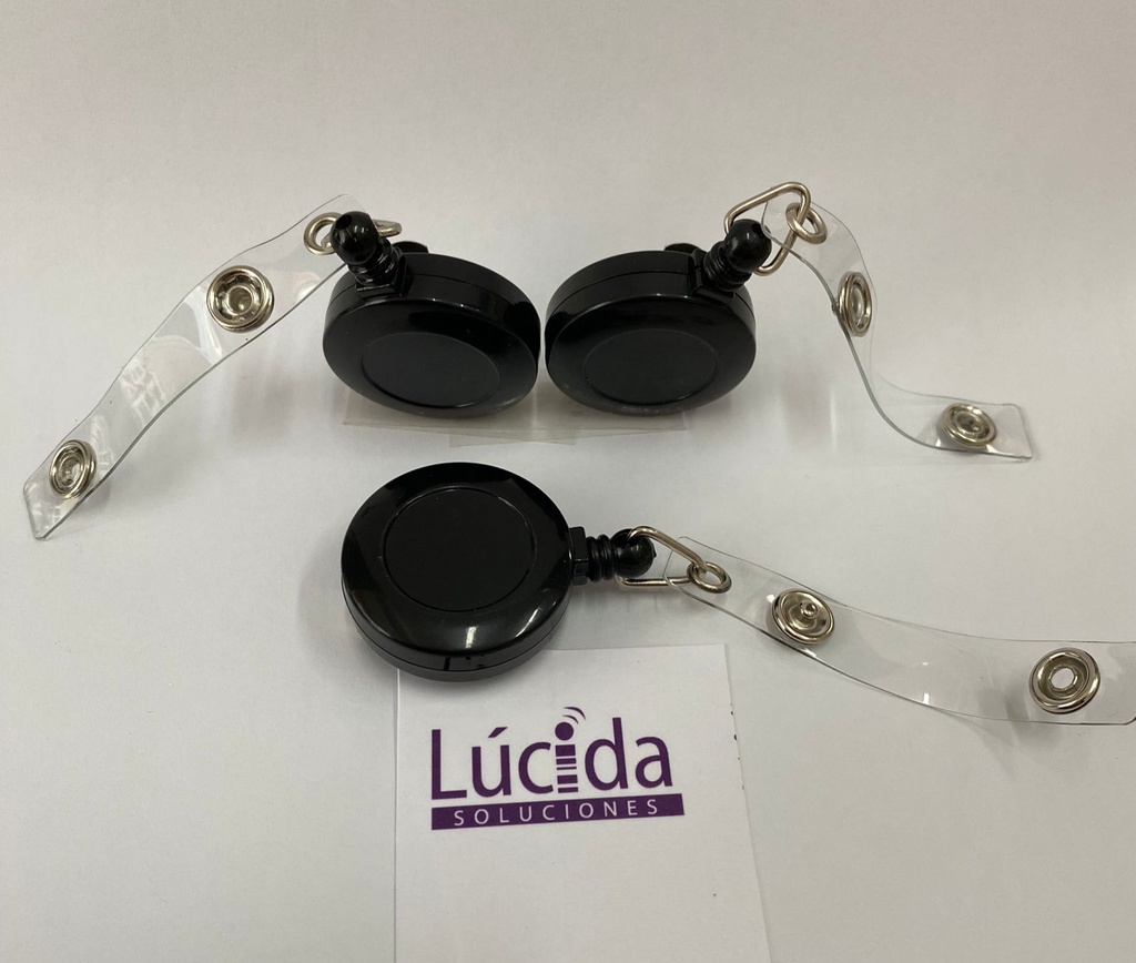 PORTAGAFETE PLASTICO TIPO YOYO EN COLOR NEGRO