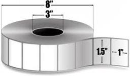 [72280-BOX] ETIQUETA DE PAPEL PREMIUM, BLANCO BRILLANTE, TRANSFERENCIA TÉRMICA, MODELO Z-SELECT 4000T, EN MEDIDAS 1.50”X 1” (3.81X 2.54cm) PARA IMPRESORA INDUSTRIAL, CAJA CON 14 ROLLOS DE 5,180 ETIQUETAS. MARCA ZEBRA.